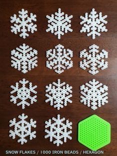 snow flakes / iron beads / hexagons on a table