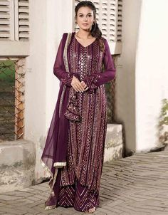 There’s no going wrong with an outfit this pretty! ✨ Wine Fox Georgette Palazzo Salwar Suit Grab it Now: https://bit.ly/3uCJQ4e Use Code : BIG25 for great discount #arabicattire #trending #latest #salwaarkameez #islamic #newest #buynow #salwaarsuit #designer #fashion #fashionvlog #kameez Georgette Palazzo, Palazzo Suit, Salwar Kamiz, Pakistani Salwar Kameez, Anarkali Suit, Georgette Fabric, Salwar Suit, Salwar Suits, Anarkali