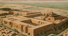 an artist's rendering of a city in the desert