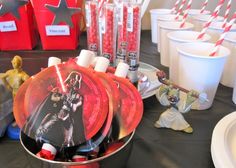 star wars themed party supplies on a table