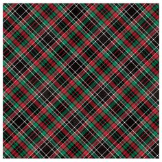 a red and green plaid pattern with black background