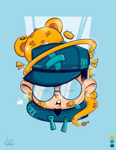 an image of a cartoon character with glasses and a hat on top of his head