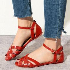 Style Fashion, Stylish Item Sandals Upper Material PU Toe: Round Toe Closure Type: Adjustable Buckle Heels: Flats Buckle Flats, Buckle Heels, Strap Flats, Leopard Flats, Blue Suede Shoes, Buckled Heels, Buckle Sandals, Lace Up Heels, Dress And Heels