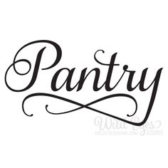 the word pantry written in cursive writing on a white background with black ink