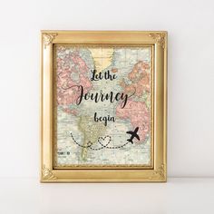 a map with the words not stop retirement on it in gold frame next to a white wall