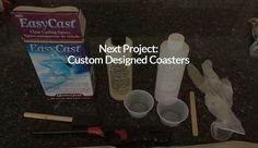 an assortment of items that are being used to create the next project for custom designed coasters