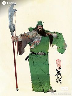 Chinese Style Painting, Guan Yu, Chinese Warrior, Chinese Art Painting, Super Powers Art, Character Design Sketches, Chinese Calligraphy, China Art, Cartoon Character Design