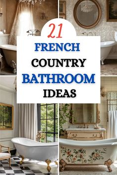 french country bathroom decor ideas with text overlay