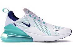 Check out the Air Max 270 White Hyper Jade Deep Royal Blue available on StockX Nike Air Max 270 White, Air 270, Nike 270, Nike Shoes Women Fashion, Nike Air Max Mens, Royal Blue Shoes, Nike Shoes Girls, Preppy Shoes, All Nike Shoes