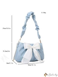 BirdinBag - Ruched Bow Decor Handbag Pouch Shoulder Bag With Detachable Strap For Day Out, Detachable Strap Pouch Shoulder Bag For Day Out, Pouch Shoulder Bag With Adjustable Strap For Day Out, Adjustable Strap Pouch Shoulder Bag For Day Out, Elegant Pouch Bag For Day Out, Day Out Bag With Removable Pouch, Spring Day Shoulder Bag, Trendy Pouch Shoulder Bag For Day Out, Trendy Day Out Bag With Double Handle