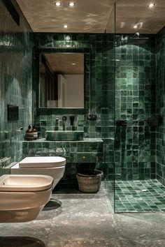 dark green bathroom ideas accent walls dark green bathroom ideas boho dark green bathroom ideas decor ensuite bathroom ideas dark green half bathroom ideas dark green dark green bathroom ideas modern dark olive green bathroom ideas dark green bathroom ideas paint dark green bathroom rug ideas dark green bathroom ideas small Modern Small Bathroom Tiles Design Ideas, Green Washroom Ideas, Bathroom Ideas Green Tiles, Emerald Green Bathroom Tiles, Green Tiles In Bathroom, Green Tiled Bathrooms, Green Decor Bathroom, Dark Green Tile Bathroom, Small Green Bathroom Ideas