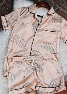 Rose Gold Boot Stitch Silky Shorts Pajamas Set pajamas The Cinchy Cowgirl (YC) S Western Pjs For Women, Western Gifts Women, Cowgirl Pjs, Rose Gold Boots, Western Things, Pajamas Cute