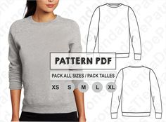 a women's pullover sweater with long sleeves and an extra size pattern on the front