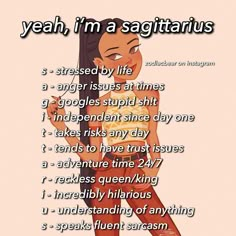 an image of a cartoon character with the words yeah, i'm a sagitarius