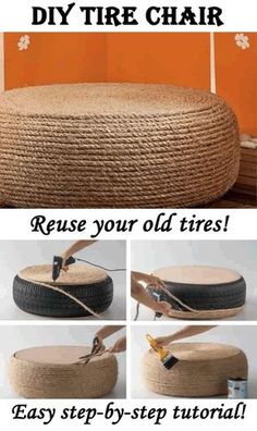 the instructions for how to make a diy tire chair