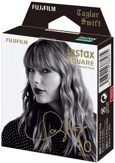 a box with an autographed image of taylor swift on the front and back