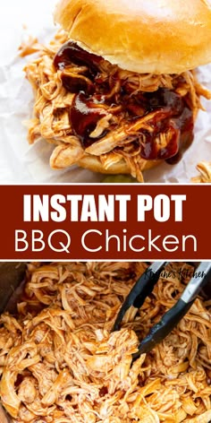 the instant pot bbq chicken recipe is ready to be eaten and put in the oven