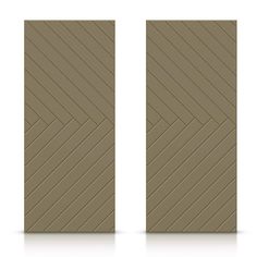 two brown door panels with diagonal lines on the front and back, both facing each other