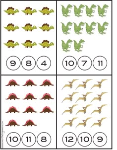 printable numbers and dinosaurs worksheet for kids to practice number identification in the classroom