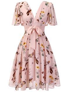 Cute Dresses For Party Casual, Buissness Clothes Casual Women Summer, Dresses To Wear To A Wedding Spring, Casual Dresses For Summer, Fringe Flapper Dress, Flowered Dress, Mode Rose, Pink Casual Dress