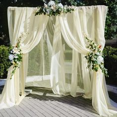 PRICES MAY VARY. Chiffon Sheer Fabric Curtains 🌻Chiffon Wedding Arch Curtain: Sheer arch drapes are good choice for your wedding decor. Romantic arch fabric will help to create beautiful folds or leave it flowing loose onto the floor, adding a very delicate, soft ​touch. Best wedding decoration gift. 🌻Premium Wedding Arch Fabric: This wedding backdrop decoration is made of chiffon material, light, soft and wrinkle-free. All the edges are sewn beautifully. Easy to hang or hang vertically, with Wedding Backdrop With Names, Minimal Floral Backdrop, Wedding Venues Decor, Round Wedding Arch With Fabric, Classy Wedding Arch, Arch With Curtains, Civil Wedding Decor, Wedding Reception Draping, Wedding Gazebo Decorations