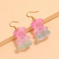 This Large Pair Of Bow Tie Teddy Bear Gummy Bear Earrings Is A Wonderful Addition To Your Wardrobe And Your Style! This Unique Pair Is Sure To Get Lots Of Compliments! Gshmv8001000vae Adjustable Pink Jewelry With Cute Design, Kawaii Pink Earrings, Sweet Pink Party Earrings, Pink Kawaii Drop Earrings, Sweet Pink Summer Jewelry, Playful Pink Earrings With Cute Design, Cute Pink Drop Earrings, Cute Pink Jewelry For Summer, Cute Pink Summer Jewelry