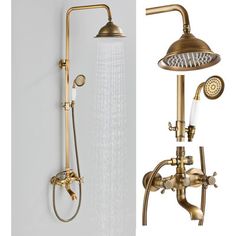 the shower head and hand shower faucet are both brass