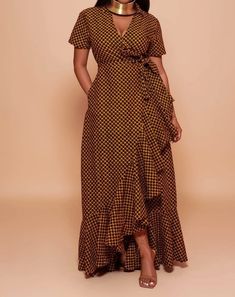 Long Elegant Wrap Dress, Kitenge Wrap Dress, African Maxi Dress Ankara Nigerian Weddings, Wrap Gown Ankara, African Wrap Dress, Short Ankara Wrap Dress, Ankara Wrap Gown, Ankara Wrap Dress Styles, Long Ankara Dress