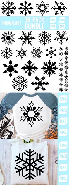 the snowflake bundle is shown in black and white