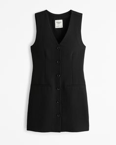 Women's The A&F Mara Vest Mini Dress | Women's Dresses & Jumpsuits | Abercrombie.com Sleeveless Vest Dress, Abercrombie And Fitch Dress, Dress With Blouse Underneath, Bigger Bust Outfits, Rihoas Dress, Black Dress With Blazer, Dress With Shirt Underneath, Abercrombie Dress, White Coat Ceremony