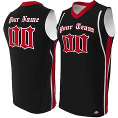 "Old English print with arched team name on front, player name and numbers in unique 3 color print.  V-neck with coordinated trim pattern on sides. MATCHING SHORTS: https://etsy.me/3Wmh0Cv OTHER CUT & SEWN SUBLIMATED JERSEY STYLES:  Retro 3 Color Old School Design Basketball Jersey: https://etsy.me/45mD1F7 Old English Old School Style Basketball Jersey: https://etsy.me/3MmPujt Rainbow Retro B-Ball Design Basketball Jersey: https://etsy.me/3q1ApMX HOW TO ORDER 1. Order a Basic Custom Jersey Basketball Jersey With Team Name For Sports Season, Basketball Jersey With Team Name, Team-colored Basketball Jersey With Team Name, Black Sublimation Design With Team Name For Basketball, Black Sleeveless Team Spirit Jersey, Black Sleeveless Jersey For Team Spirit, Black Team Logo Jersey For Basketball, Black Basketball Jersey With Team Logo, Black Basketball Jersey With Letter Print