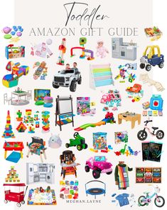 an advertisement for the amazon gift guide with toys and children's toys on it