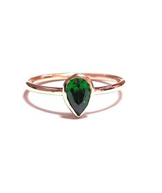 Pear Ring-Drop Ring-Solitaire Ring - Dainty Drop Ring - Emerald Ring - Pear cut Drop Ring - Gold Rin Fine Jewelry Rose Gold Emerald Ring For Gift, Rose Gold Emerald Ring For Gift, Fine Jewelry, Rose Gold Emerald Rings As Gift, Rose Gold Emerald Ring As A Gift, Rose Gold Solitaire Emerald Ring As A Gift, Rose Gold Solitaire Ring For May Birthstone, Gift Rose Gold Emerald Ring With Bezel Setting, Rose Gold Emerald Ring With Bezel Setting As Gift, Rose Gold 14k Emerald Ring Gift