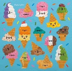 an image of ice creams with numbers on them