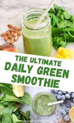 Healthy green smoothie made for a healthy snack or for vegan breakfast. Green Smoothie Vegan, The Perfect Smoothie, Smoothies Breakfast, Energizing Smoothies, Lemon Juice Benefits, Best Green Smoothie, Perfect Smoothie, High Calcium, Lemon Benefits