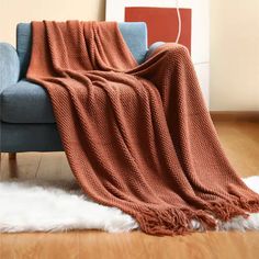 Fall rust throw banket Corn Grain, Nordic Sofa, Knit Blankets, Waffle Blanket, Warm Throw Blanket, Knit Throw Blanket, Acrylic Fiber, Sofa Blanket, Soft Bedding