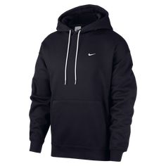 Style No. CV0552-010 Color: Black/White Loose fit for a roomy feel. Embroidered Swoosh. 85% Cotton/15% Polyester. A hood with a drawcord lets you adjust your coverage. Front kangaroo pocket. Ribbed cuffs. Nike Solo Swoosh Men's Fleece Hoodie. Cheap Black Nike Hoodie, Nike Black Hooded Hoodie, Black Nike Sweatshirt Men, Nike Hoodie Black, Nike Black Cotton Hoodie, Mens Fleece Hoodie, Nike Clothes, Nike Clothes Mens, Food List