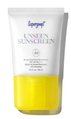 Supergoop! Unseen Sunscreen - SPF 40 - .5 fl oz - Invisible, Broad Spectrum Face Sunscreen - Weightless, Scentless, and Oil Free - For All Skin Types and Skin Tones Super Goop, Supergoop Unseen Sunscreen, Unseen Sunscreen, Everyday Sunscreen, Sunscreen For Sensitive Skin, Camping Clothes, Skincare Benefits, Best Sunscreens, Facial Sunscreen