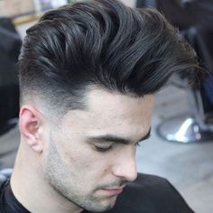 Attractive men faded haircut ideas | Trendy hairstyle ideas Long Hair Fade, Bart Styles, Greaser Hair, Goatee Styles, Mens Medium Length Hairstyles, Pompadour Hairstyle