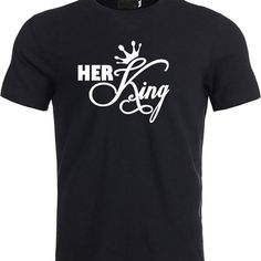 King Men T-Shirt Short Sleeve King Queen Shirts His Tees Size -Medium King Queen Shirts, Her King, Black Comics, T Shirt Flowers, King Tshirt, Queen Shirts, Crew Neck Tshirt, Grey Crewneck, Streetwear Tshirt