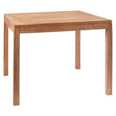 a small wooden table on a white background