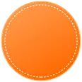 an orange circle with stitching on it