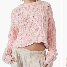 New Free People Pink Sweater In Size Large. Nwt. Free People Christmas, Cotton Cable Knit Sweater, Cable Knit Turtleneck Sweater, Future Wardrobe, Stylish Sweaters, Cable Sweater, Comfy Sweaters, Free People Sweaters, Pullover Sweater Women