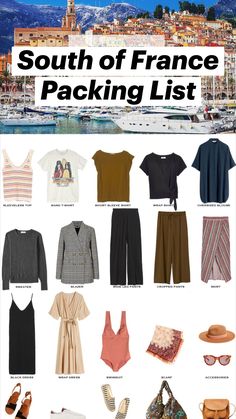 the travel guide for italy with pictures and text that says packing light in south - east france