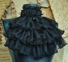 jabot, goth, gothic style, Goth Sewing, Rabbit Oc, Vamp Goth, Jabot Collar, Vampire Ball, Ouji Fashion, Set Design Ideas, Dark Boho, Diy Clothes Design