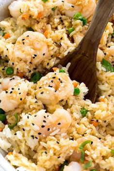 Save this Best Quick & Easy One Pan Shrimp Fried Rice. This Restaurant Style Shrimp Fried Rice is loaded with juicy tender shrimp, rice, carrots, scallions, and eggs! So much better than takeout, made in one pan and ready in under 35 minutes.