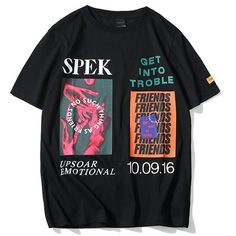 get into trouble printed hip hop streetwear loose tees Swag Dress, Mens Tees Fashion, Loose Tees, Hip Hop Streetwear, Budget Fashion, Tee Shirt Designs, Dark Wear, Style Accessories, Apparel Design