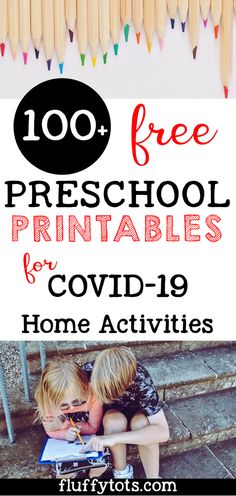 two children hugging each other with the words free preschool printables for busy moms and teachers