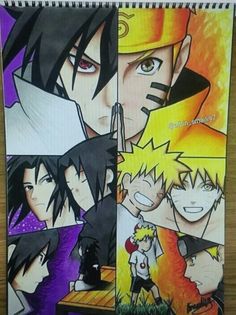 a spiral notebook with an image of naruto and his friends