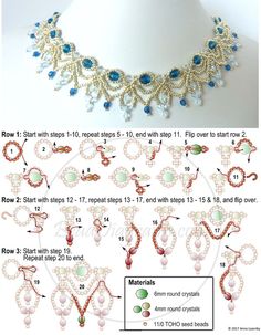 the instructions for beaded necklaces and bracelets with pearls, beads and stones